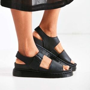 Dr. Martens Black Leather Platform Sandals